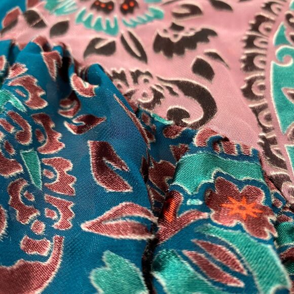 Floreat Anthropologie Top Small Valo Boho Paisley Burnout Bell Sleeve Silk Bld - Picture 7 of 13